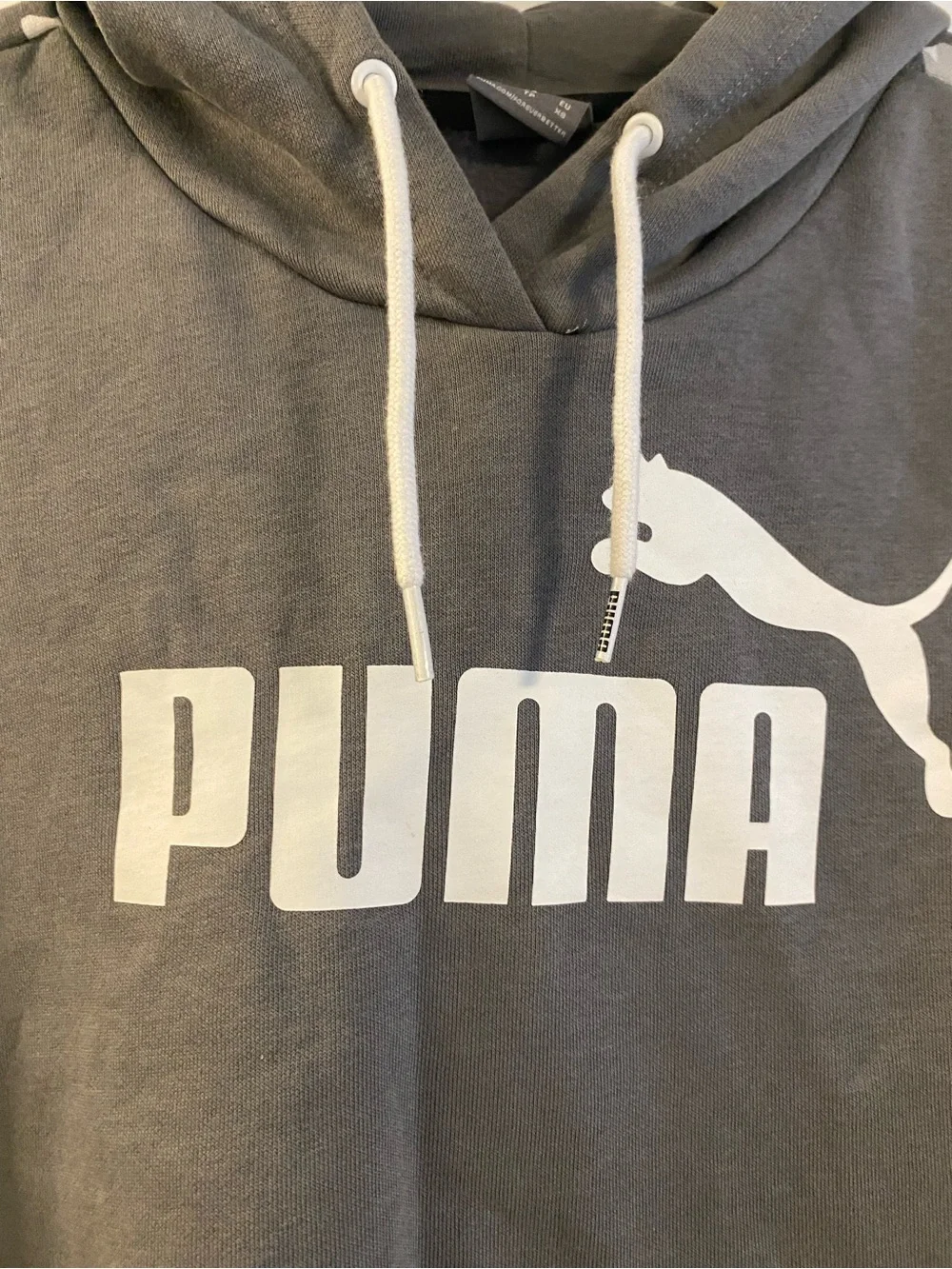 Puma Charcoal Cropped Hoodie with White Logo